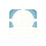 NAVIGATING Child support-logo - navigatingchildsupport.com Logo featuring a compass motif with a silhouette of an adult and child, and the words 'Navigating Child Support' (Father & Child)